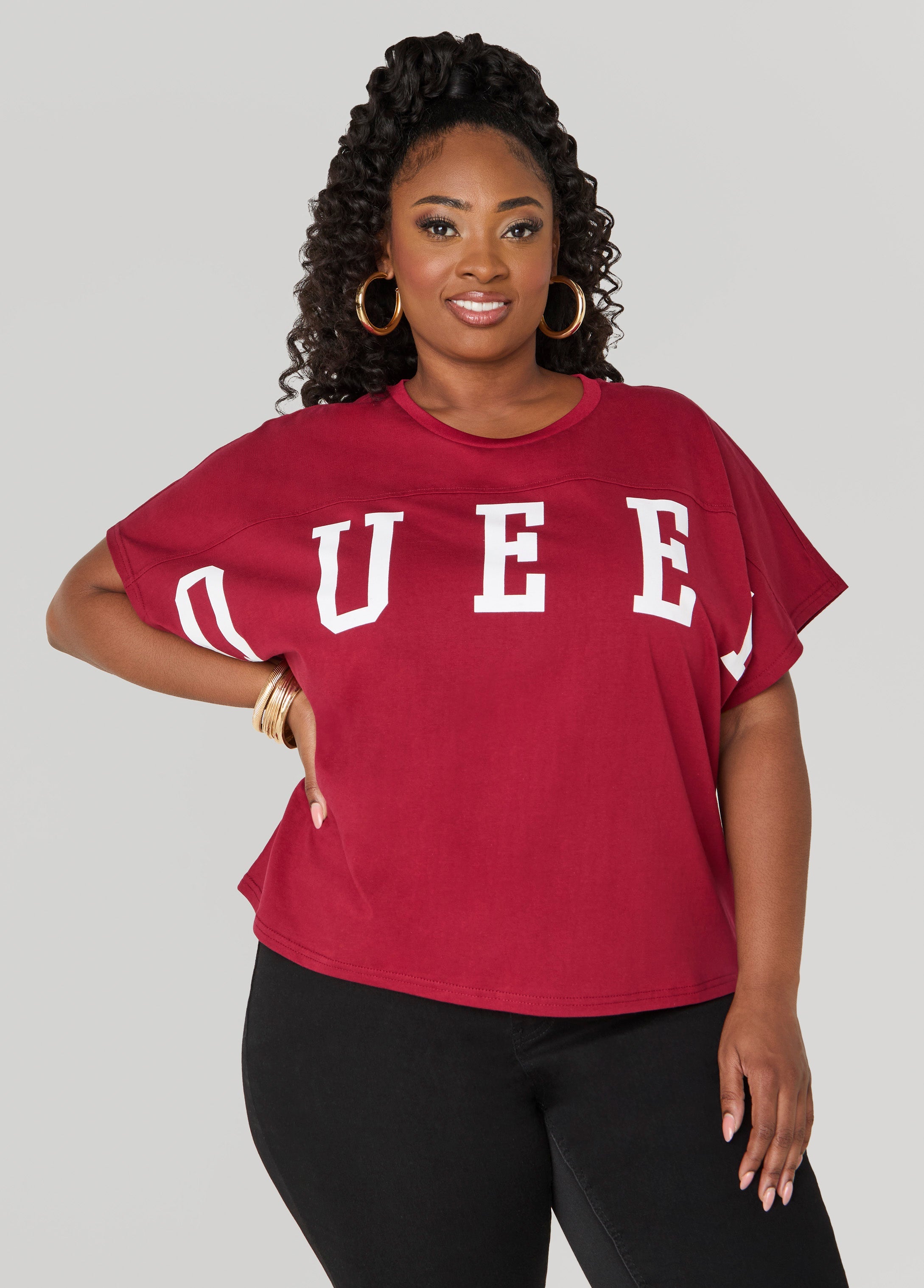 Plus Size Queen Graphic Tee Plus Size T Shirt Box Fit Top