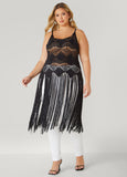 Plus Size Fringed Crochet Knit Top