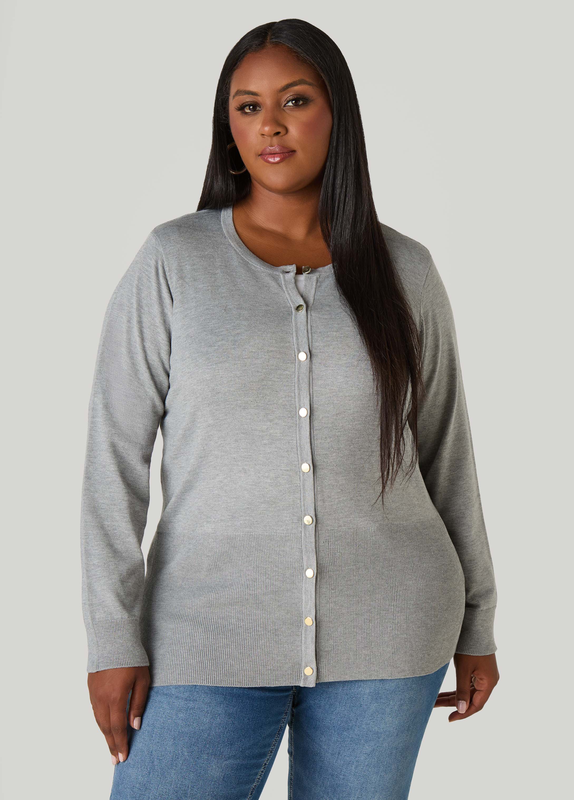 Plus Size Button Front Cardigan