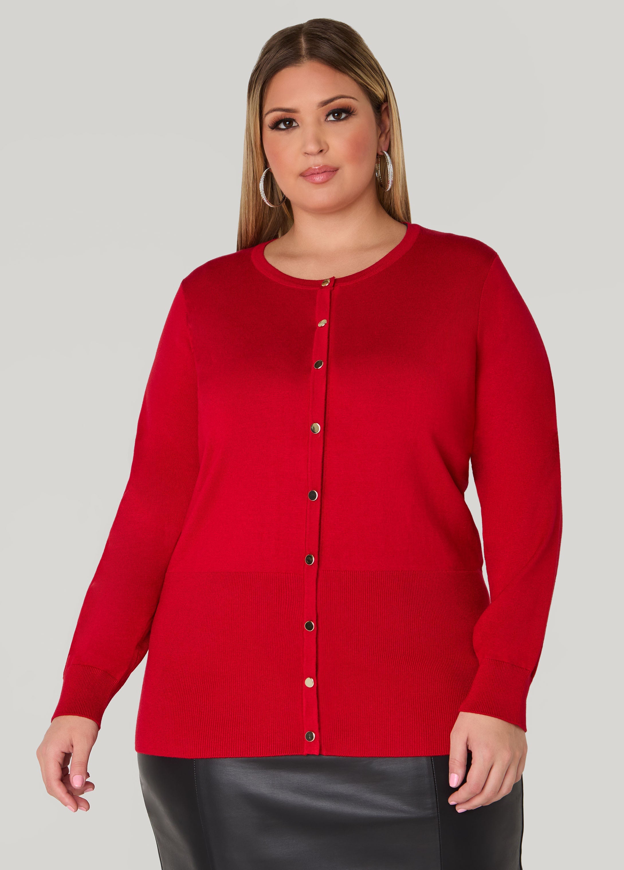 Plus Size Button Front Knit Cardigan