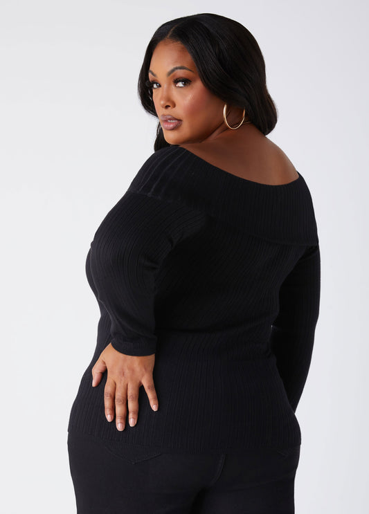 Off The Shoulder Ribbed Sweater