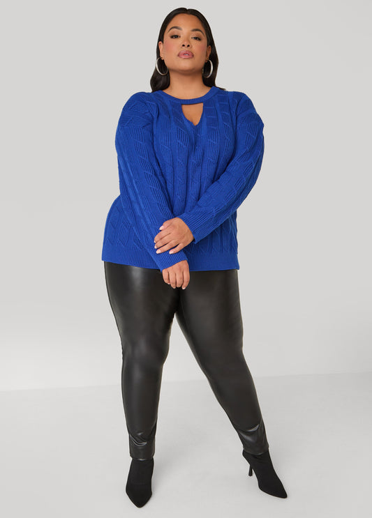 Cutout Cable Knit Sweater