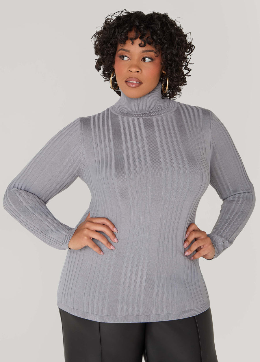 Plus Size Ribbed Turtleneck Sweater