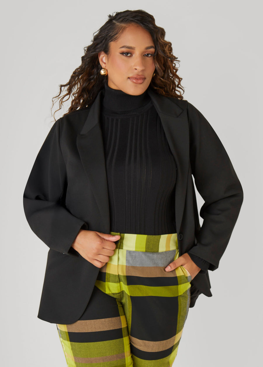 Classic Plus Size Fitted Ribbed Knit Turtleneck Sweater