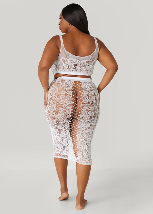 Two Piece Lace Lingerie Skirt Set