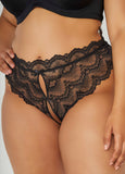 Cutout Crotchless Lace Thong