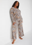 Plus Size Loungewear Sleep Set Brushed Pants Lounge Set