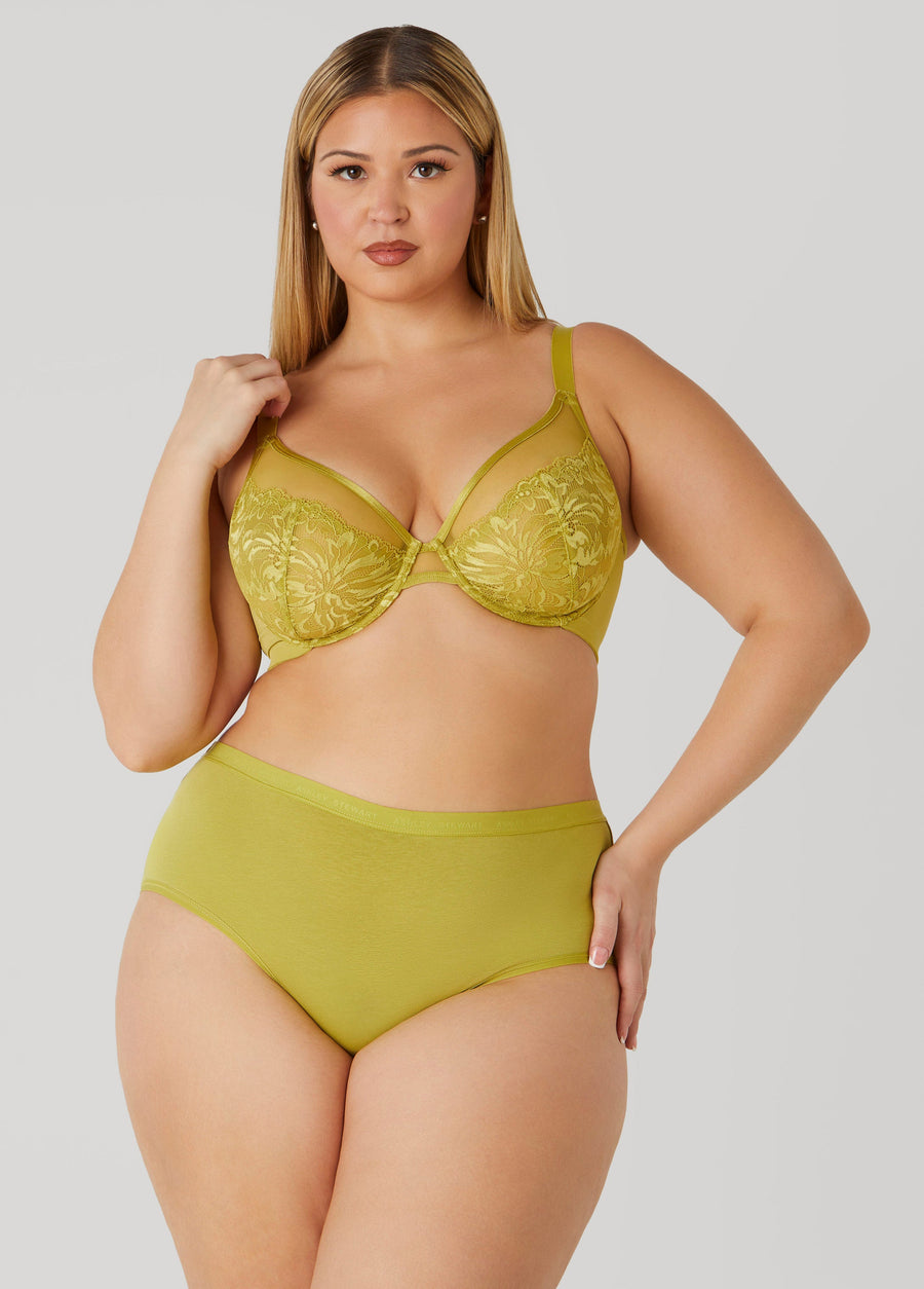 Plus Size Lace And Mesh Underwire Bra