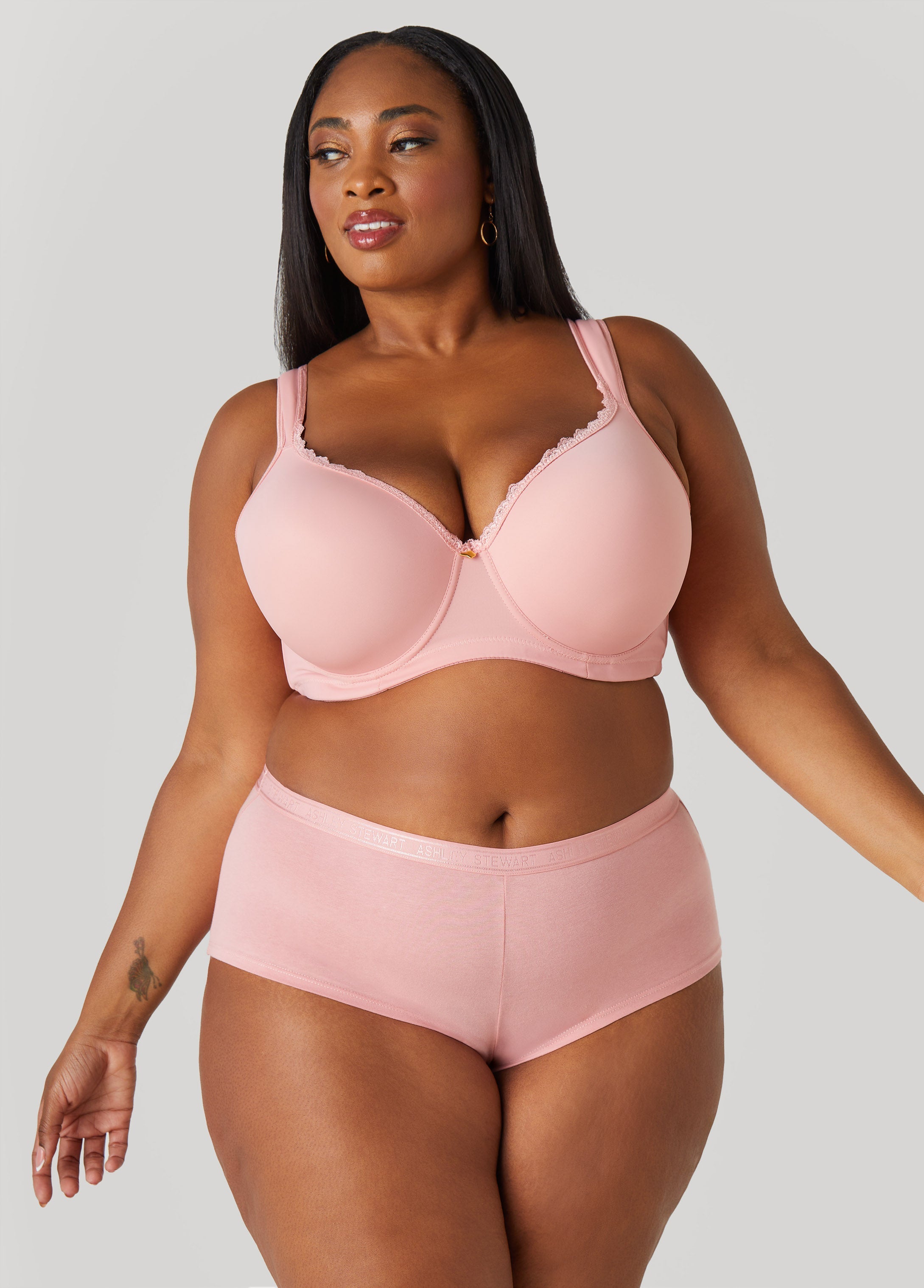 Plus Size Full Coverage Lace Trim Butterfly Bra