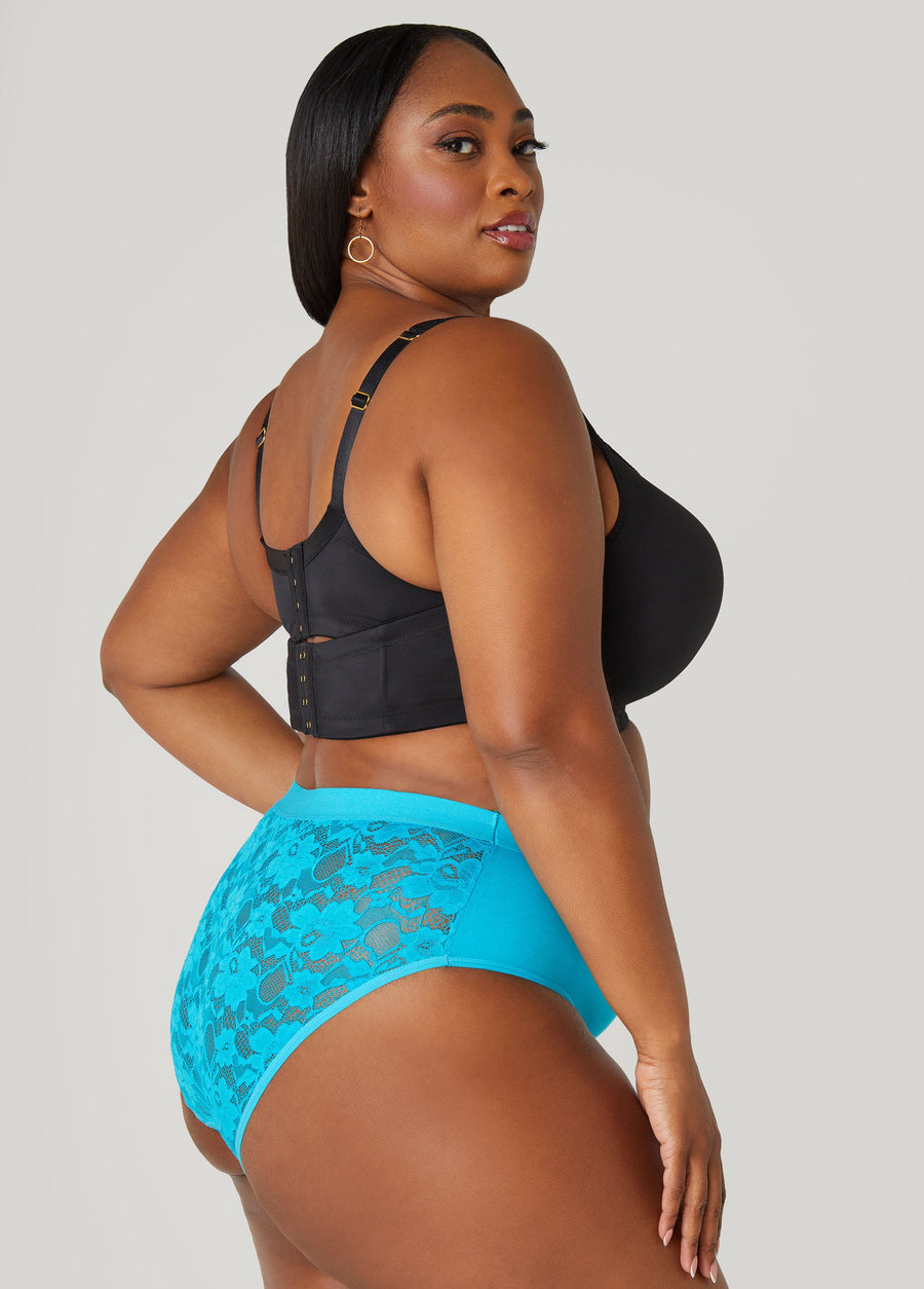 Plus Size Lace Paneled Hipster Panty