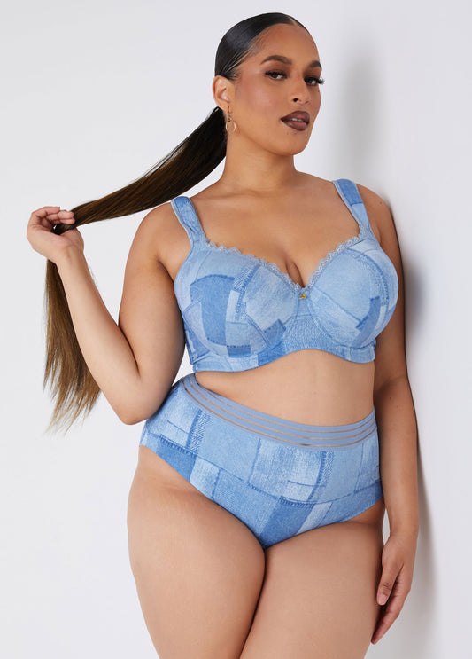 Plus Size Denim Sheer Waist Brief Plus Size Panty Plus Size Panties