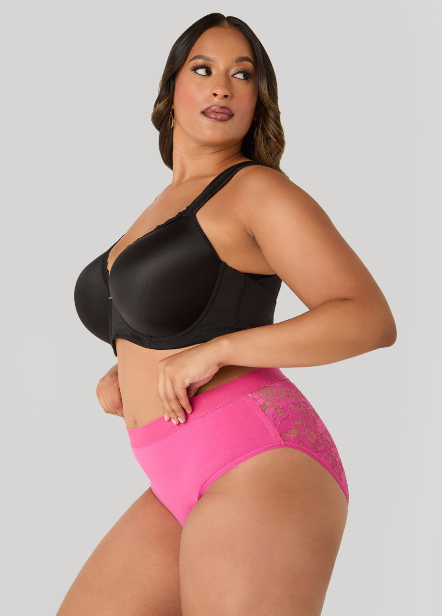 Plus Size Lace Paneled Hipster Panty