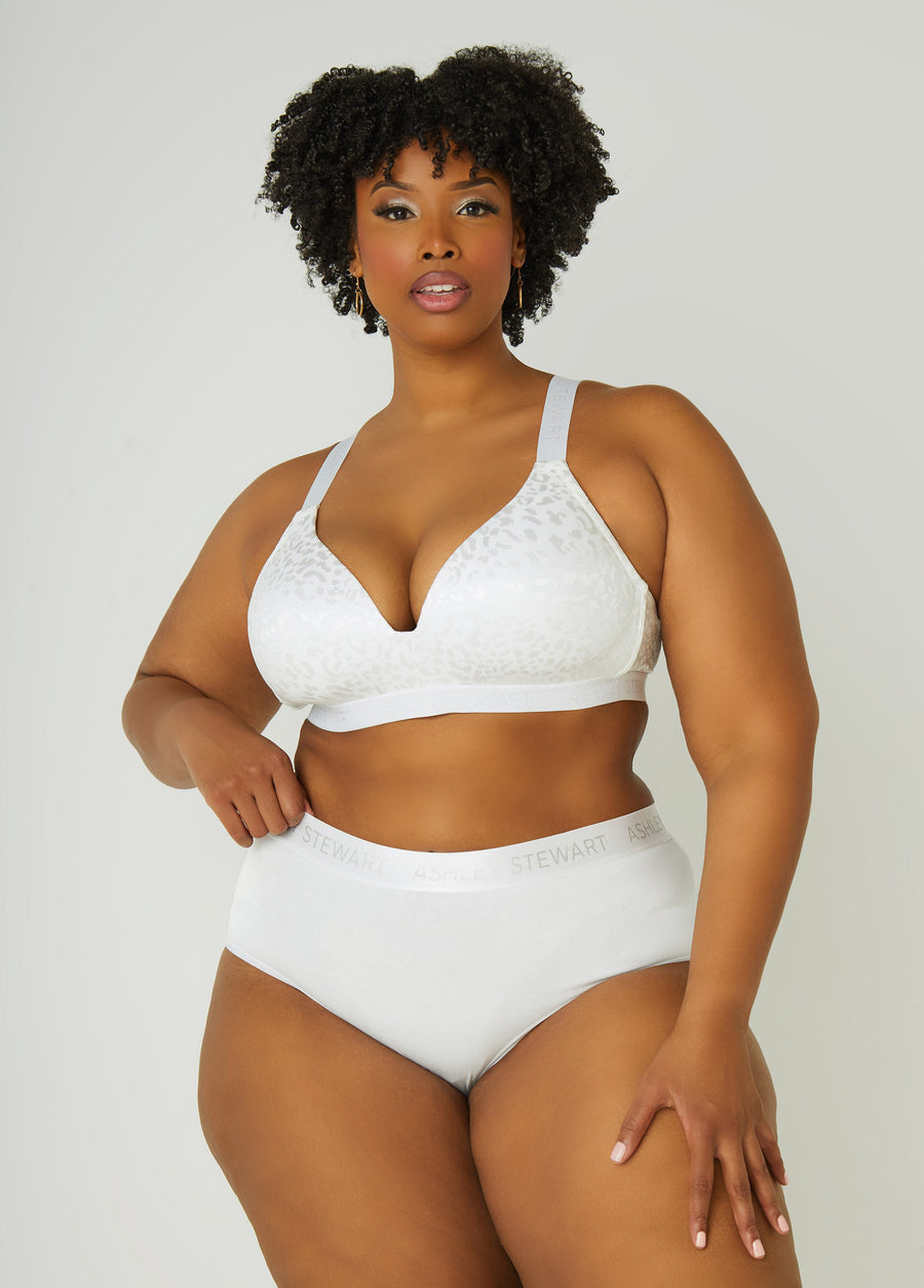Plus Size Logo Cotton Blend Briefs