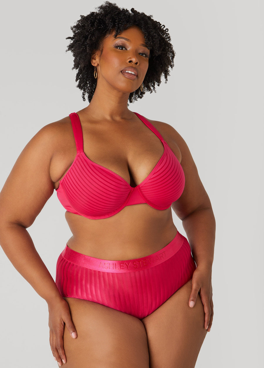 Plus Size Striped Spacer Cup T-Shirt Bra
