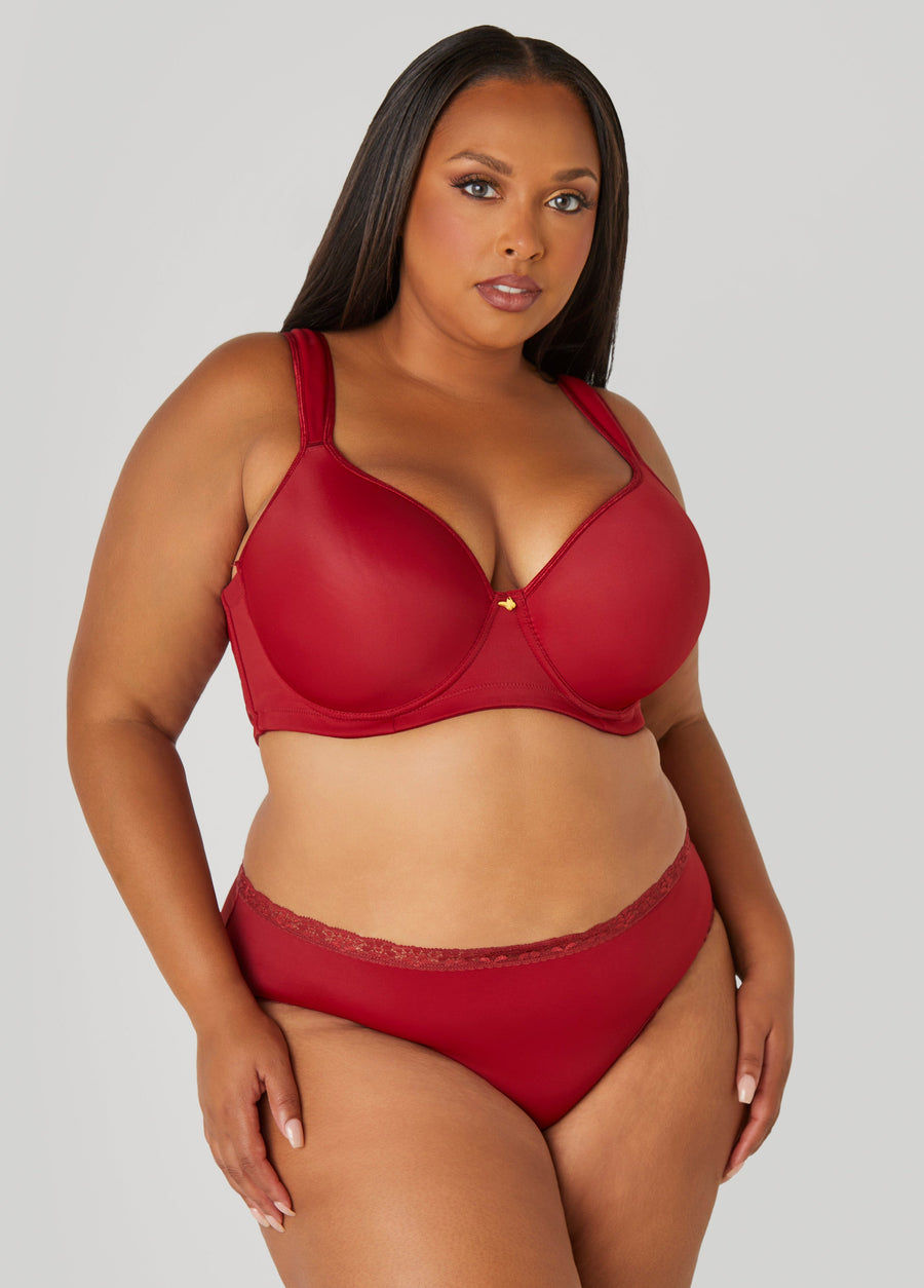 Plus Size Lace Trimmed Microfiber Hipsters