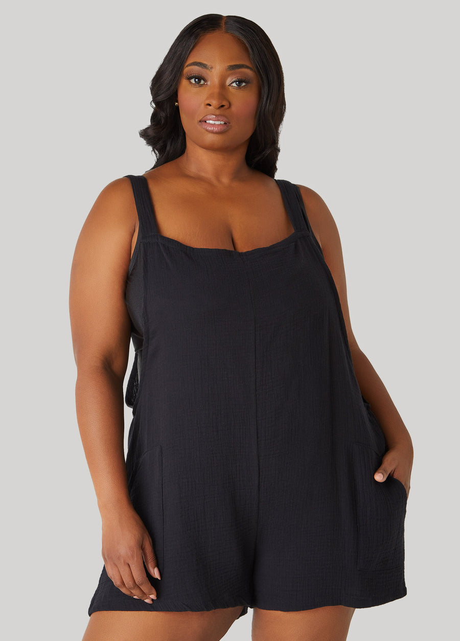 Plus Size Nicole Miller Cotton Coverup Romper