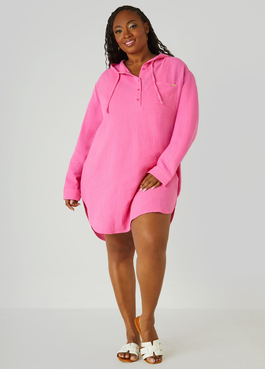 Plus Size Nicole Miller Hooded Cover Up