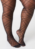 Plus Size Checked Footed Tights