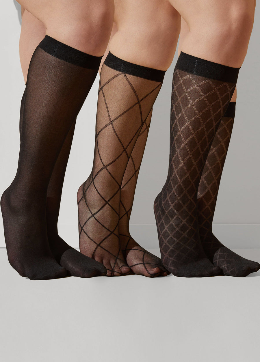 3PK Diamond Trouser Socks