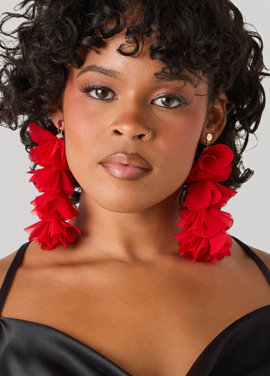Crystal And Chiffon Petal Earrings