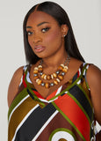 Layered Wood And Bead Necklace Set