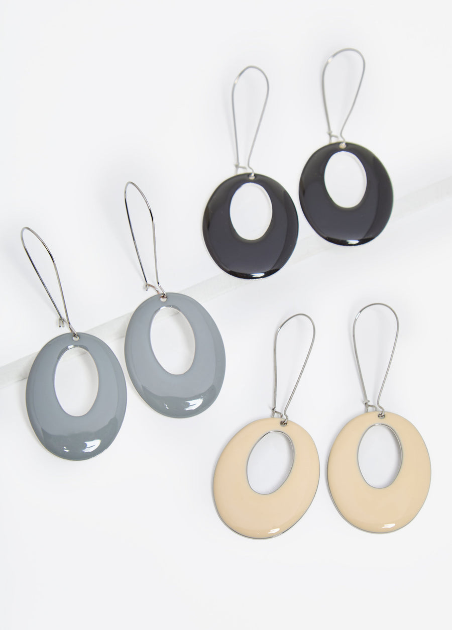 Statement Trendy Silver Wire Earrings Set Of Three Fashion Jewelry