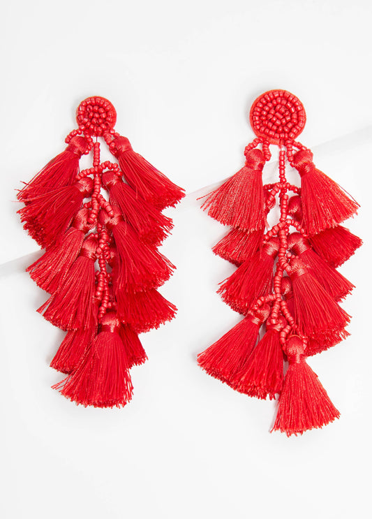 Tassel And Bead Earrings