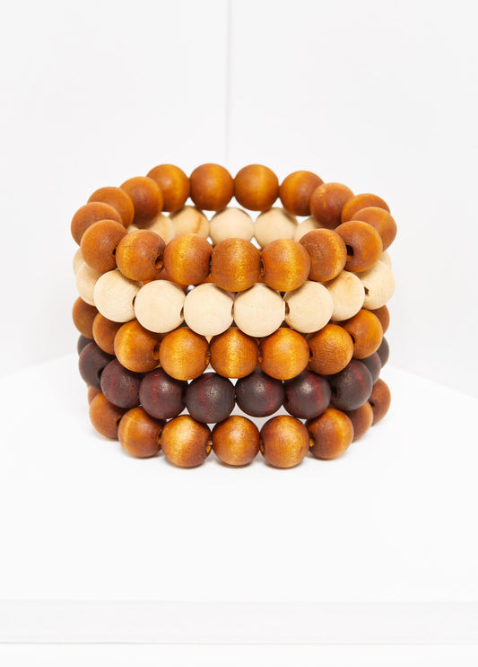 Wood Bead Bracelets Set