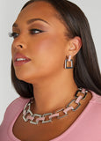 Enamel Silver Tone Necklace Set