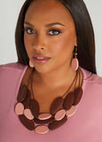 Corded Wood Bead Necklace Set