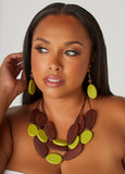 Layered Wood Bead Necklace Set