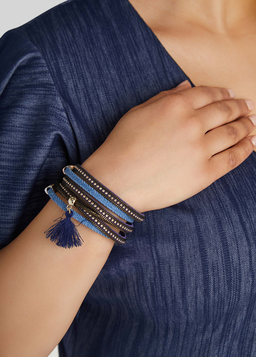 Studded Denim Bracelet