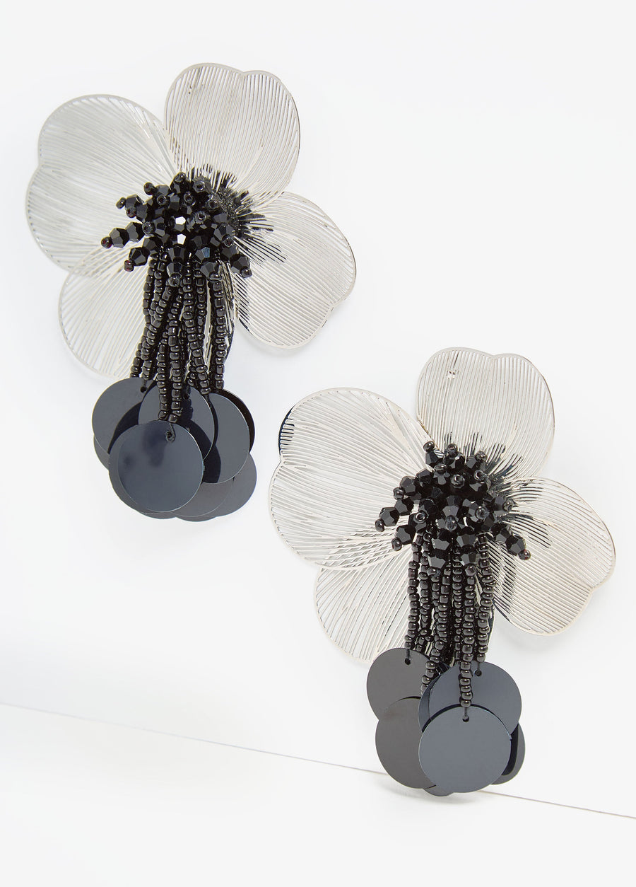 Statement Jewelry Silver Flower Beaded Earrings Fashion Jewelry