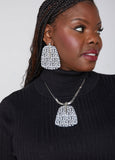 Geo Print Faux Leather Necklace