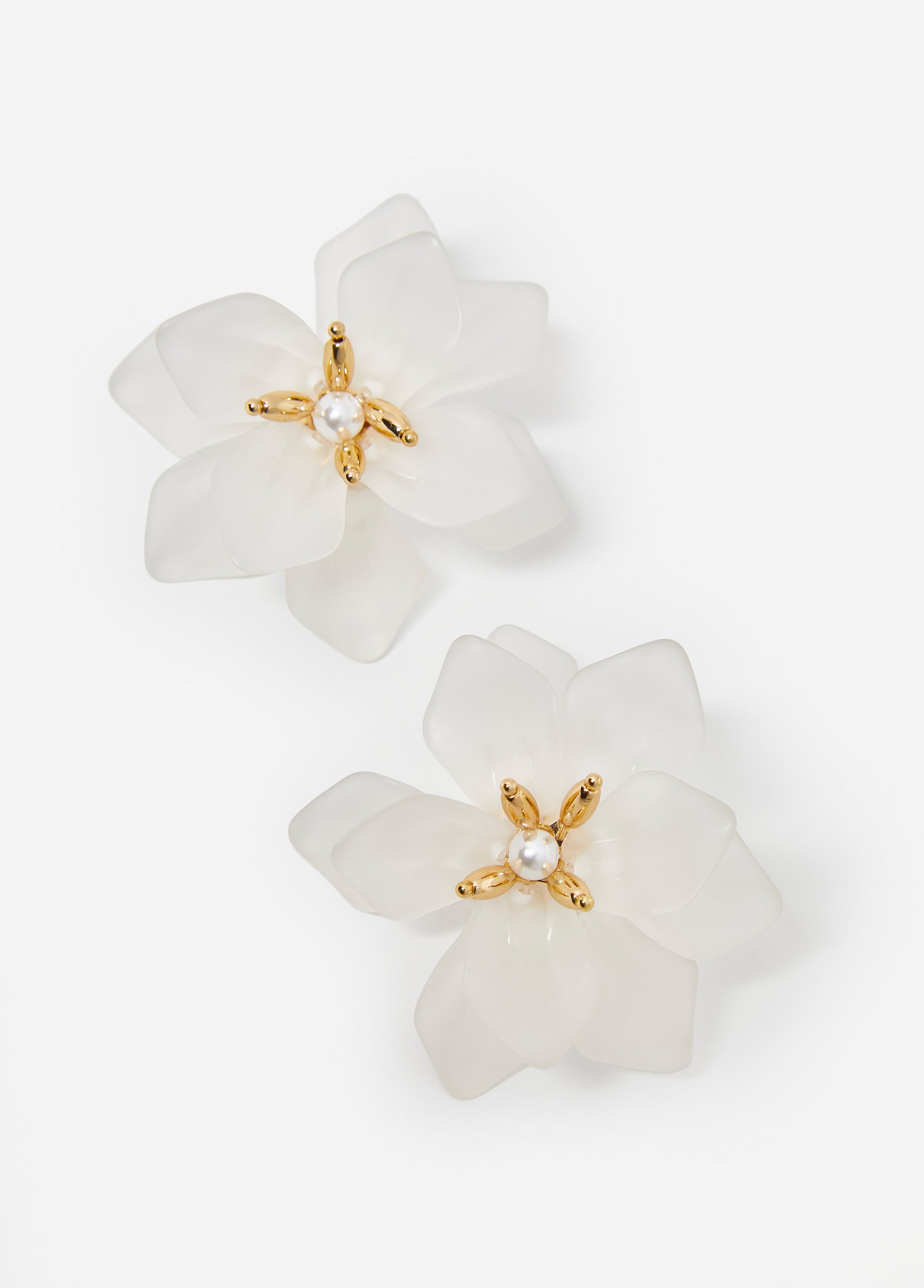 Flower And Faux Pearl Earrings