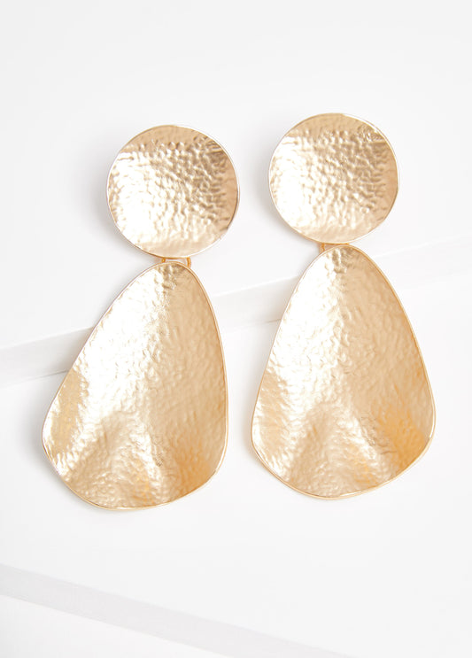 Hammered Teardrop Clip On Earrings