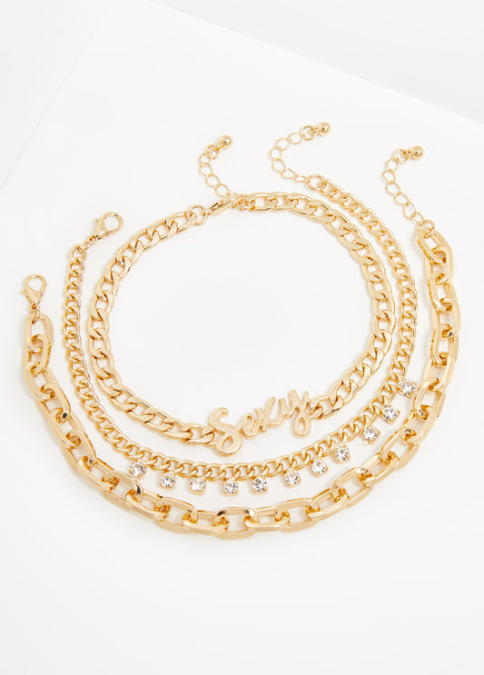 Sexy Gold Tone Anklet Set