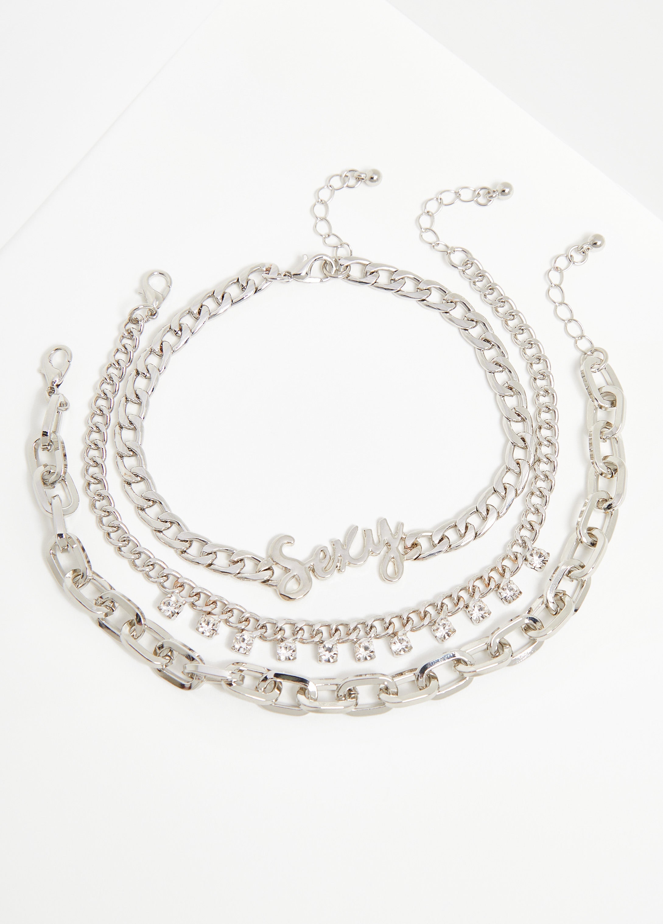 Sexy Silver Tone Anklet Set