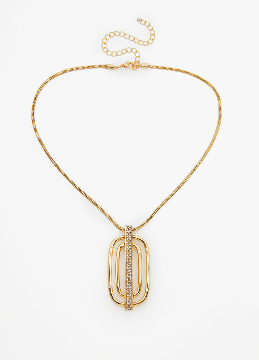 Crystal Ring Gold Tone Necklace