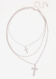 Statement silver tone cross crystal necklace fashion jewelry