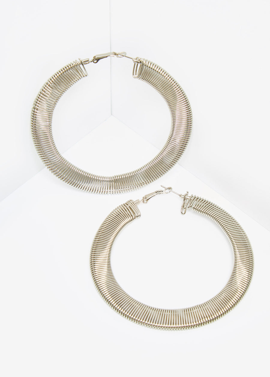 Silver Tone Omega Chain Earrings