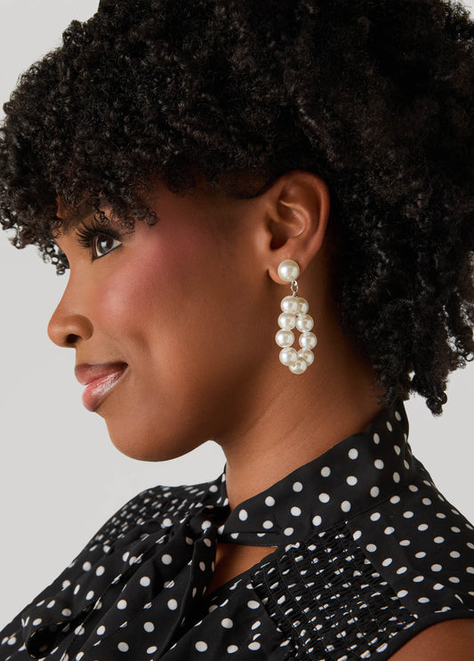 Faux Pearl Drop Ring Earrings