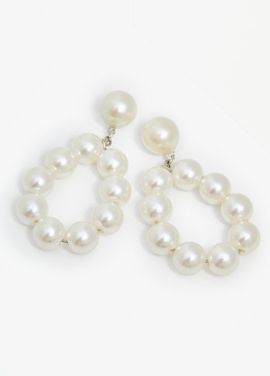 Faux Pearl Drop Ring Earrings