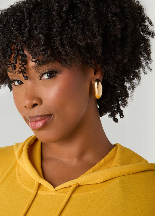 Gold Tone Oval Clip On Earrings