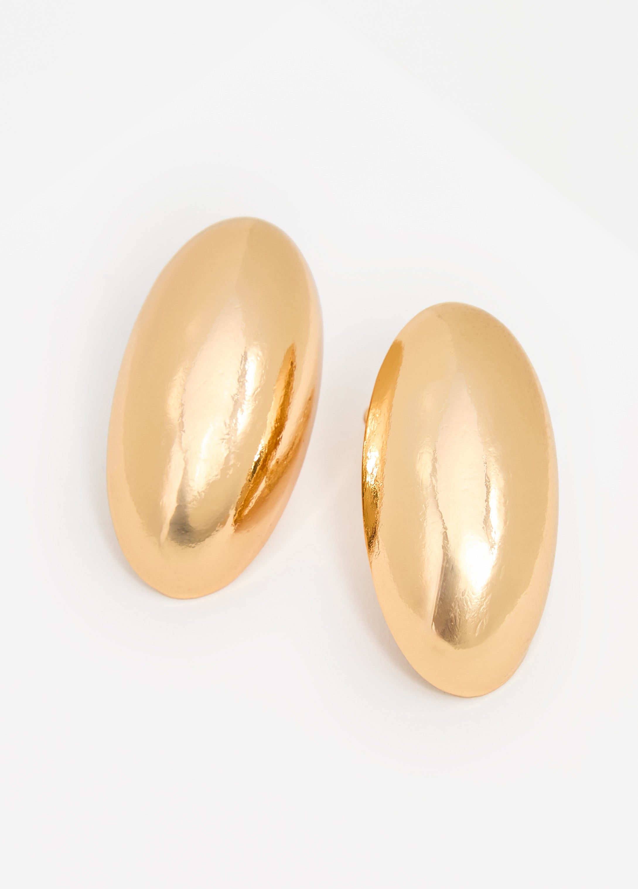 Gold Tone Oval Clip On Earrings