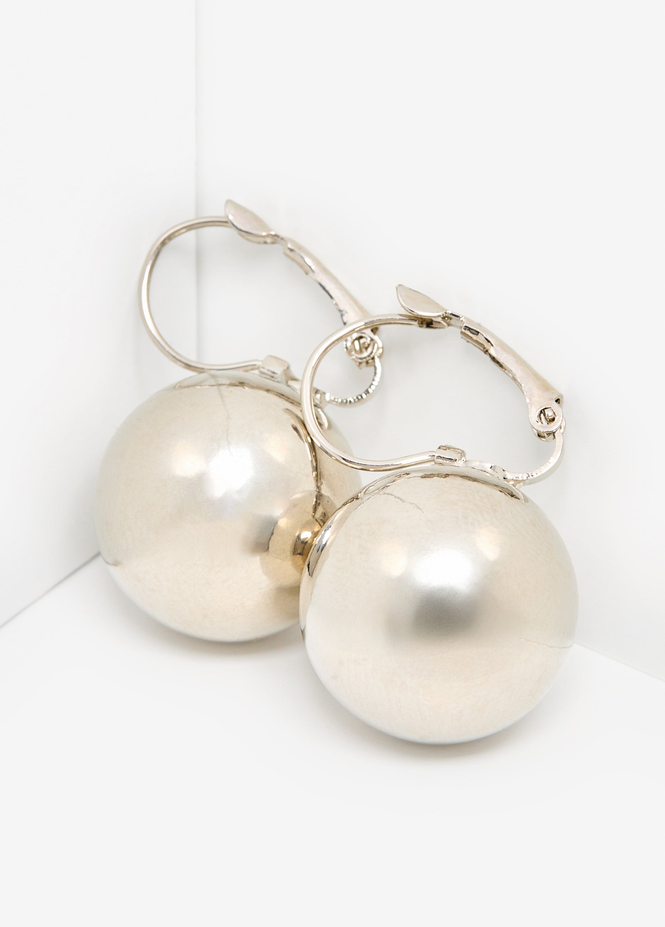 Silver Tone Ball Earrings