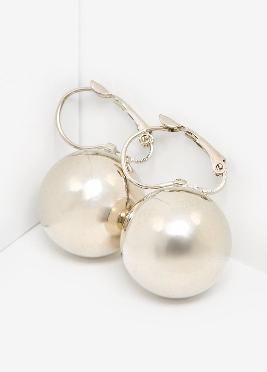 Silver Tone Ball Earrings