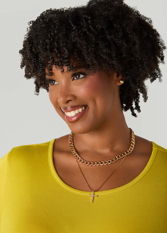 Layered Crystal Cross Necklace