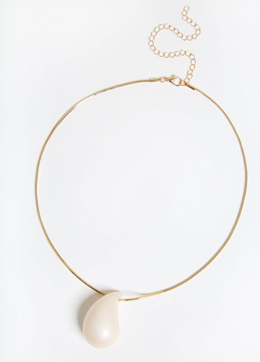 Faux Pearl Teardrop Necklace