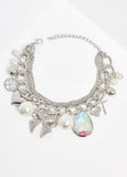 Layered Silver Tone Charm Bracelet